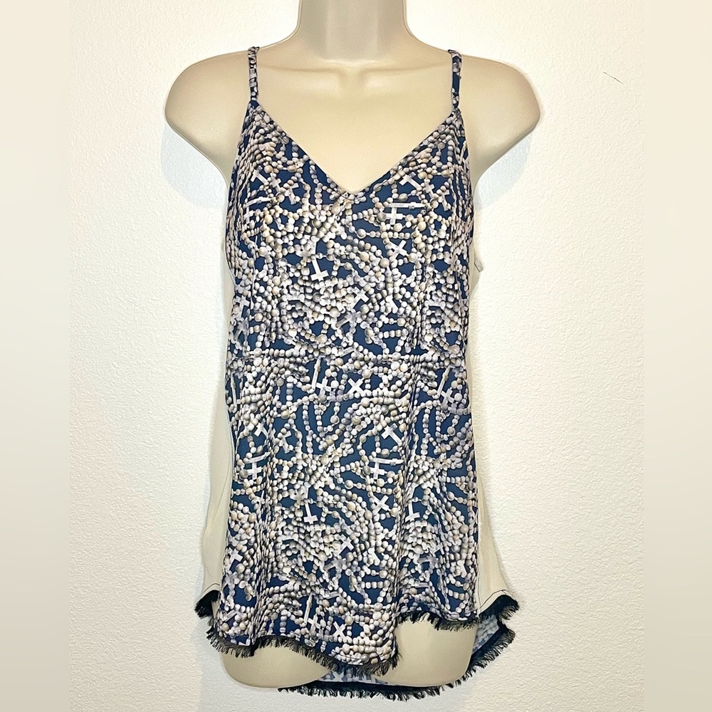 House of Harlow 1960 Ocarina Navy & Cream Rosary Print High-Low Camisole
